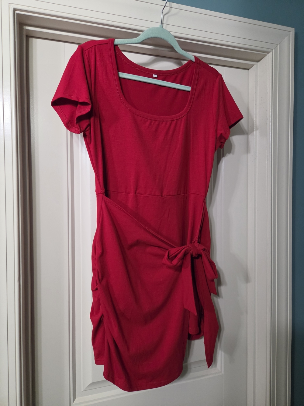Women's Red Tie-Waist Scoop Neck Romper